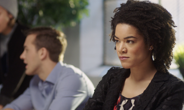 Spotify woman looking annoyed